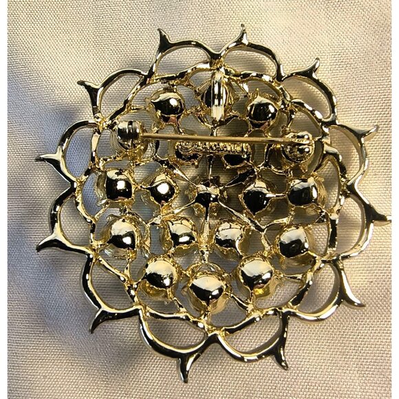 Vintage Sarah Coventry Silver-Tone Brooch/Pendant With Iridescent Rhinestones - Picture 3 of 4